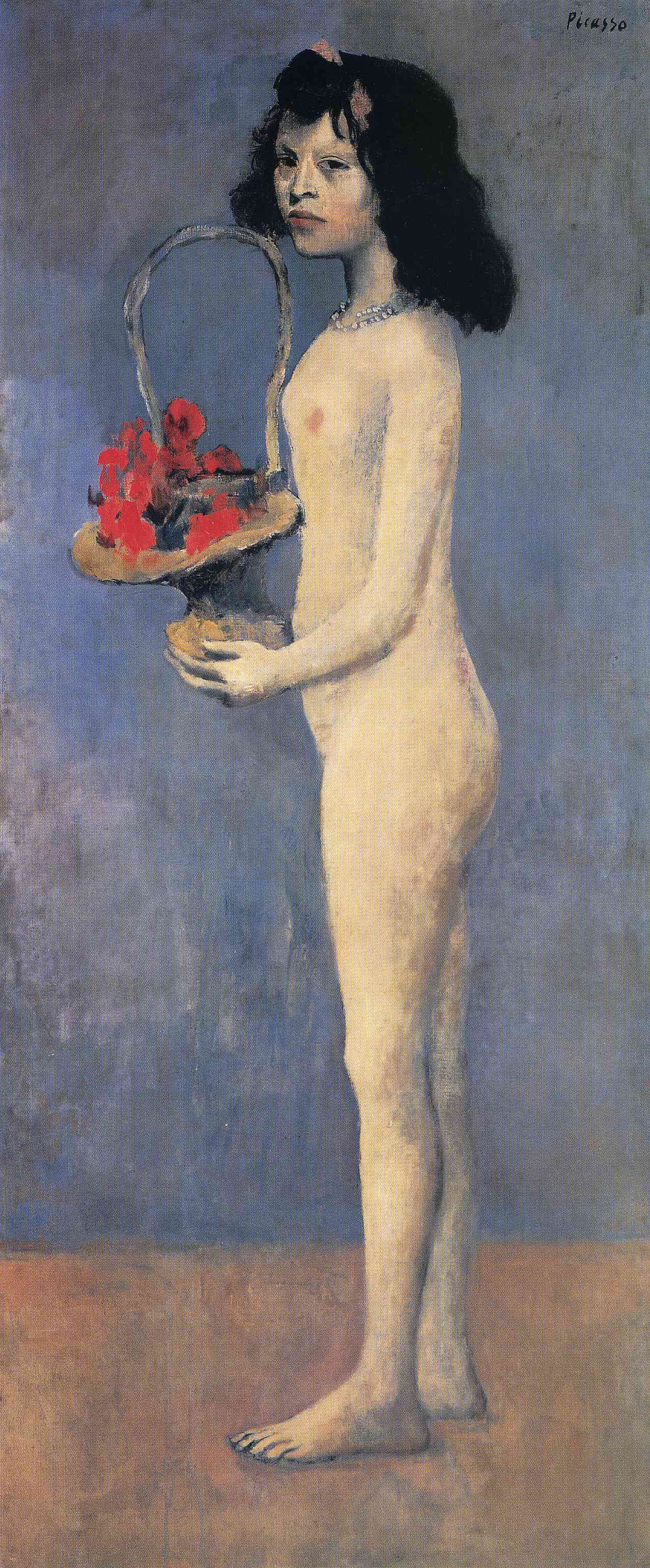 Picasso Young naked girl with flower basket 1905